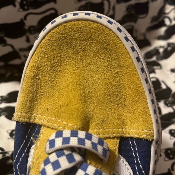 Vans Kids Size 3 Yellow and Blue Old School checkered laces shoes Sneakers - Picture 3 of 6